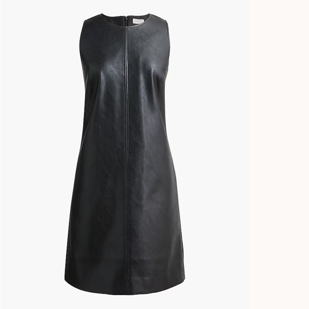 J Crew Women’s 4 Dress Black Faux Leather Shift Sleeveless Cocktail Grunge BU864